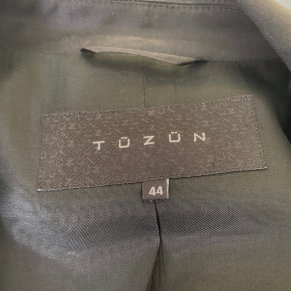 Elegant classic shiny black 87% fine wool double collar blazer jacket Eur44 US12 - Picture 12 of 16